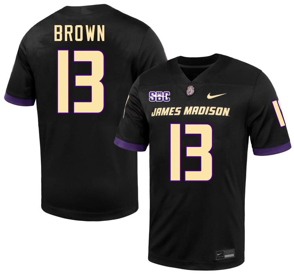 #13 Tyler Brown JMU Jersey,James Madison Dukes Football Jerseys Stitched-Black #13 Tyler Brown JMU Jersey,James Madison Dukes Football Jerseys Stitched-Black